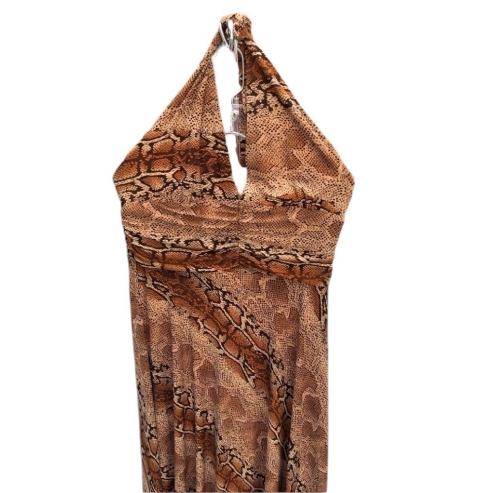 Robbie Bee size 14 brown snake print halter dress with stretch